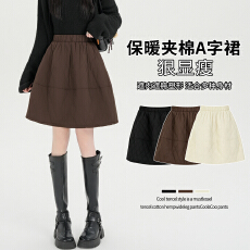 批发实拍秋冬新款夹棉短裙2026韩系少女松紧高腰A字立体感蓬蓬半身裙