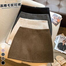 批发实拍毛呢半身裙女装秋冬高腰<b class='q'>显瘦</b>a字短裙百搭小个子修身包臀裙子