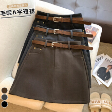 批发实拍毛呢半身裙女秋<b class='q'>冬</b>新款a字裙短裙高腰包臀裙裤裙半裙裙子<b class='q'>冬</b>裙