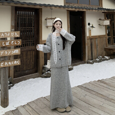 批发设计感蕾丝拼接<b class='q'>毛衣</b>半身裙套装女秋冬大码胖mm<b class='q'>韩版</b>气质显瘦两件套