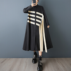 批发实拍小众设计不规则<b class='q'>撞色</b>拼接衬衫裙宽松休闲POLO领时尚韩版<b class='q'>连衣裙</b>