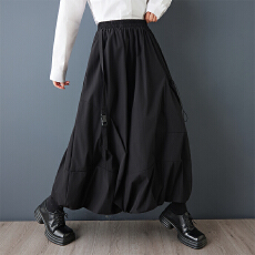 批发实拍日系小众设计不规则工装<b class='q'>半身裙</b>时尚大口袋休闲百搭高腰橡筋裙