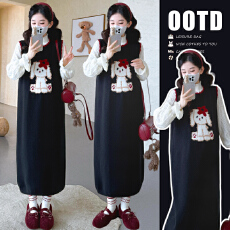 批发实拍现~秋冬套装韩版时尚宽松蕾丝花边<b class='q'>上衣</b>+背心裙两件套装