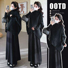 批发实拍现~2025秋冬套装韩版时尚宽松针织高领上衣+半身裙<b class='q'>两件套</b>