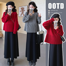 批发实拍现~秋冬高级感套装新年服加厚针织娃娃毛衣+针织半身裙两件套