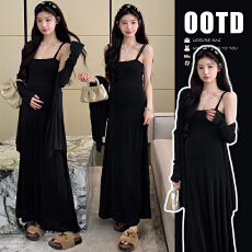 批发实拍現货春装套装新品高级洋气慵懒风气质吊带裙披肩开衫两件套裙