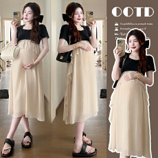 批发实拍~夏装新品韩版时尚甜美宽松拼接气质假两件<b class='q'>孕妇</b><b class='q'>连衣裙</b>