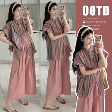 批发实拍~2026夏装套装韩版时尚棉麻<b class='q'>衬衫</b>上衣+阔腿裤两件套