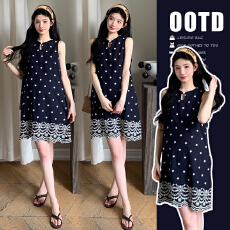 批发实拍~2026夏装新品韩版时尚宽松刺绣无袖中长款连衣裙