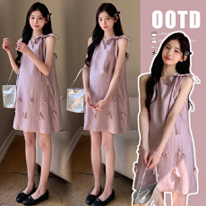 批发实拍~2026夏装新品韩版时尚宽松背心系带蝴蝶结法式连衣裙