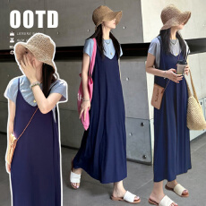 批发現货新品~2026夏装懒人套装<b class='q'>韩版</b>时尚宽松纯棉T恤+吊带裙两件套