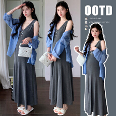 批发<b class='q'>实拍</b>现~2026春夏套装韩版时尚懒人穿搭设计感背心裙+衬衫两件套裙