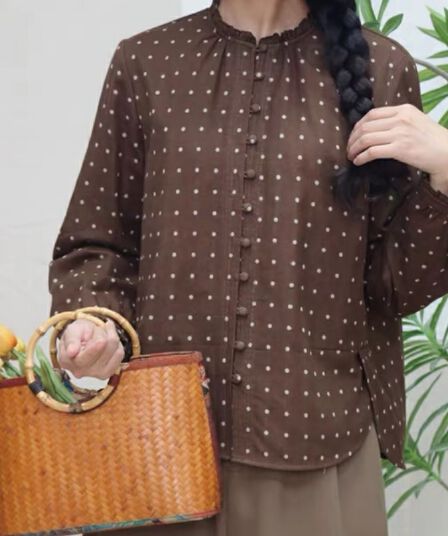 면 린넨 꽃무늬 레이스 칼라 칼라 긴팔 여성 셔츠 루즈핏 슬림해 보이는 빅 사이즈 셔츠 프린트 표지 고기