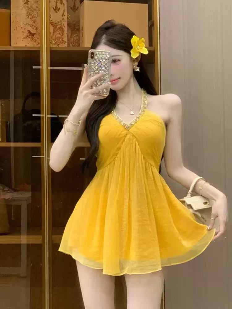 섹시함 순수한 욕망 고급 센스 다이아몬드 세팅 행침 목 맨위 여성 여름 새로운 루즈핏 슬림해 보이는 품격 작은 대중 민소매 조끼