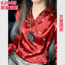 批发新中式国风红色小马印花上衣女独特漂亮改良<b class='q'>唐装</b>掐腰系带<b class='q'>汉服</b>小衫