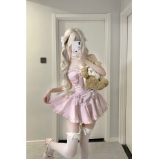 批发实拍实价千金系南越千金 粉色抹胸上衣带裙摆送蝴蝶结+泡泡裤