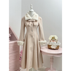 批发维斯小姐  樱花落  千金少女感小个子收腰羊毛长款显瘦修身大衣
