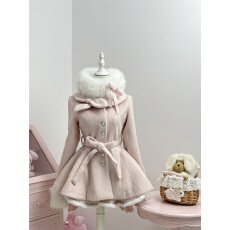 批发少女椰子千金系绒粉千金冬季针织开衫+<b class='q'>千鸟格</b>裙+毛呢外套<b class='q'>套装</b>