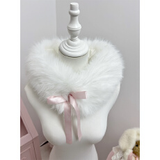 批发天生氛围感 蝴蝶结环保奶白大狐狸毛加厚围脖女软糯保暖围巾