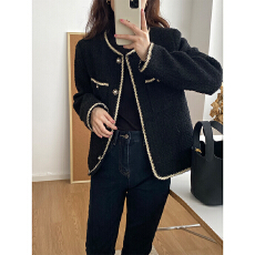 批发法式复古休闲洋气高级感小香西装外套女春秋季韩版圆领珍珠扣上衣