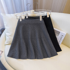 批发实拍 大码百褶针织半身裙女2025秋冬小个子高腰显瘦a字短裙子