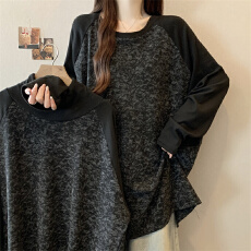 批发实拍欧货加绒上衣2025百搭休闲宽松长袖T恤女大码<b class='q'>高领</b>秋冬<b class='q'>打底衫</b>