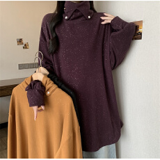 批发实拍大码<b class='q'>女装</b>2025秋冬新款长袖T恤加绒中长款加厚高领上衣