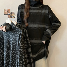 批发实拍加绒加厚百搭长袖t恤打底衫女秋<b class='q'>冬</b>宽松慵懒大码中长款上衣