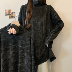 批发实拍高领德绒打底衫女<b class='q'>冬</b>内搭宽松大码保暖上衣中长款遮肉长袖t恤