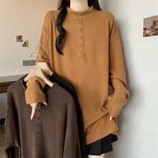 批发实拍加绒加厚韩系内搭长袖t恤打底衫女冬宽松慵懒中长款<b class='q'>胖</b><b class='q'>mm</b>上衣
