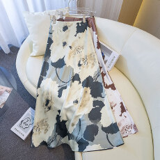 批发实拍大码女装2026国风搭配鱼尾半身裙旁开叉真丝缎面及地长裙