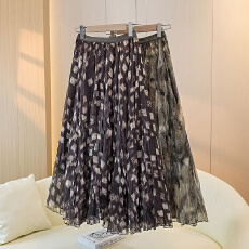 批发大码胖MM2026夏季百褶长裙网纱半身裙大摆遮胯a字裙