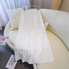 批发实拍大码高级感烫钻<b class='q'>半身</b>裙白色女2026新款夏季百搭<b class='q'>长裙</b>子a字裙