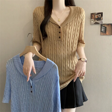 批发大码胖妹妹老钱风复古百搭针织衫上衣女气质T恤