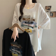 批发实拍 大码女装2026<b class='q'>夏</b>季新款时尚印花宽松显瘦短袖T恤女上衣