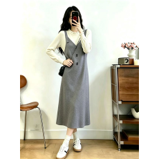 批发实拍秋冬新品<b class='q'>时尚</b>韩式温柔风<b class='q'>大码</b>针织连衣裙
