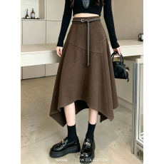批发<b class='q'>秋</b>冬新款大码毛呢中长款大摆裙胖MM设计感休闲半身裙
