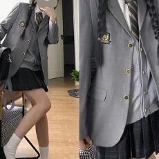 批发本佐中灰色外套女原创jk<b class='q'>制服</b>套装秋冬季正版西服日系学院风校供女
