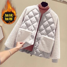 批发羊羔毛夹棉外套女短款加绒加厚2025冬季新款<b class='q'>女士</b>大码胖mm棉衣棉服