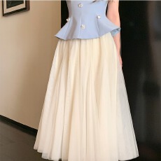 批发杨小卷 仙气飘飘<b class='q'>夏</b>季新款气质中长款网纱裙半身裙女蓬蓬裙 松紧腰