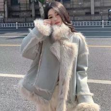 批发皮毛一体<b class='q'>外套</b>秋冬仿麂皮绒短<b class='q'>外套</b>冬新款皮毛一体<b class='q'>外套</b>保暖棉服上衣