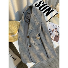 批发灰色人字纹毛呢西装外套女2026秋冬新款今年流行慵懒风穿搭小西服