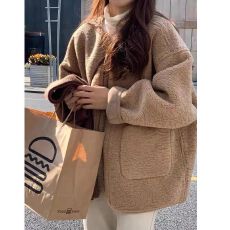 批发巨好看的羊羔毛外套女秋冬皮毛一体宽松加厚<b class='q'>大</b>衣高级感慵懒风棉服