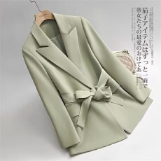 批发2026春秋小个子绿色黑色系带西装<b class='q'>新款</b>韩版休闲西服收腰外套网红