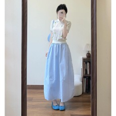 批发夏日休闲松弛感穿搭套装polo领针织<b class='q'>上衣</b>半身裙韩里韩气甜美两件套