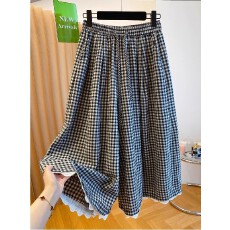 批发黑白格子<b class='q'>休闲裤</b>子宽松大裤脚阔腿裤女2026新款宽松九分裤裤裙