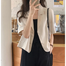 批发夏装新款大码女装小西装短款外套小个子设计感西服上衣