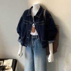 批发工装风口袋设计短款牛仔外套女春秋2026新款