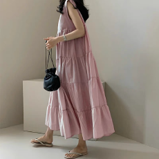 批发2026夏装大码女装日韩通勤轻熟长款<b class='q'>无袖</b><b class='q'>连衣裙</b>百搭长裙M 4XL200斤