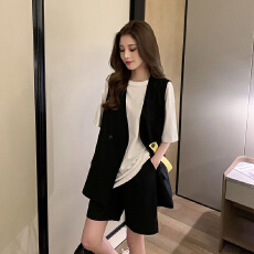 批发女<b class='q'>装</b>三件套洋气复古马甲+<b class='q'>T</b><b class='q'>恤</b>+短<b class='q'>裤</b>超仙小清新时尚西<b class='q'>装</b>套<b class='q'>装</b>女气质